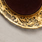 Vintage Small Oval Gold Tone Metal Floral Hanging Frame with Lady Print