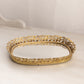 Vintage Small Oval Gold Tone Mirror Tray with Floral Designs