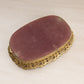 Vintage Small Oval Gold Tone Mirror Tray with Floral Designs