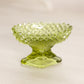 Vintage Small Oval Green Glass Footed Salt Cellar Toothpick Holder