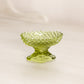 Vintage Small Oval Green Glass Footed Salt Cellar Toothpick Holder