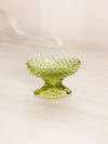 Vintage Small Oval Green Glass Footed Salt Cellar Toothpick Holder