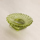 Vintage Small Oval Green Glass Footed Salt Cellar Toothpick Holder