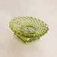 Vintage Small Oval Green Glass Footed Salt Cellar Toothpick Holder