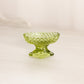 Vintage Small Oval Green Glass Footed Salt Cellar Toothpick Holder
