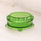 Vintage Small Oval Green Glass Lidded Dish with 4 Toes