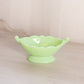 Vintage Small Oval Green Jadeite Uranium Glass Floral Footed Bowl
