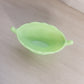Vintage Small Oval Green Jadeite Uranium Glass Floral Footed Bowl