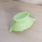 Vintage Small Oval Green Jadeite Uranium Glass Floral Footed Bowl