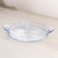 Vintage Small Oval Light Blue Glass Tray with 2 Handles