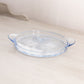 Vintage Small Oval Light Blue Glass Tray with 2 Handles