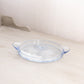 Vintage Small Oval Light Blue Glass Tray with 2 Handles