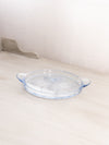 Vintage Small Oval Light Blue Glass Tray with 2 Handles