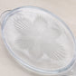 Vintage Small Oval Light Blue Glass Tray with 2 Handles
