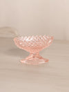 Vintage Small Oval Pink Glass Footed Salt Cellar Toothpick Holder