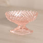 Vintage Small Oval Pink Glass Footed Salt Cellar Toothpick Holder