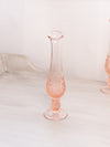 Vintage Small Pink Glass Bud Vase with Diamond Designs