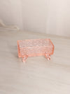 Vintage Small Pink Glass Log Dish with 4 Toes