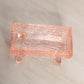 Vintage Small Pink Glass Log Dish with 4 Toes