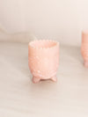 Vintage Small Pink Milk Glass Croesus 3-Toed Toothpick Holder