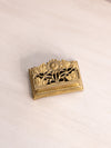 Vintage Small Rectangular Brass Stamp Holder with Floral Accents