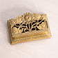 Vintage Small Rectangular Brass Stamp Holder with Floral Accents