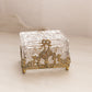 Vintage Small Rectangular Clear Glass and Gold Tone Metal Lidded Dish
