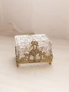 Vintage Small Rectangular Clear Glass and Gold Tone Metal Lidded Dish