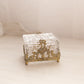 Vintage Small Rectangular Clear Glass and Gold Tone Metal Lidded Dish