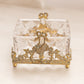 Vintage Small Rectangular Clear Glass and Gold Tone Metal Lidded Dish