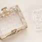 Vintage Small Rectangular Clear Glass and Gold Tone Metal Lidded Dish