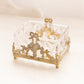Vintage Small Rectangular Clear Glass and Gold Tone Metal Lidded Dish