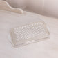 Vintage Small Rectangular Clear Glass Tray with Diamond Designs