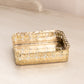Vintage Small Rectangular Gold Tone Mirror Tray with Fancy Designs