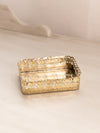 Vintage Small Rectangular Gold Tone Mirror Tray with Fancy Designs