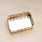 Vintage Small Rectangular Gold Tone Mirror Tray with Fancy Designs