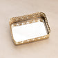 Vintage Small Rectangular Gold Tone Mirror Tray with Fancy Designs
