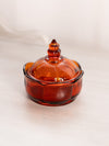 Vintage Small Red Amberina Erskine Glass Lidded Scalloped Dish (Glows)