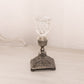 Vintage Small Silver Tone Metal and Clear Glass Candlestick