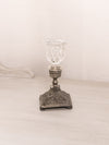 Vintage Small Silver Tone Metal and Clear Glass Candlestick