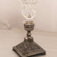 Vintage Small Silver Tone Metal and Clear Glass Candlestick