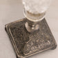 Vintage Small Silver Tone Metal and Clear Glass Candlestick