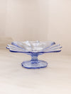 Vintage Small Square Blue Glass Footed Dish