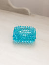 Vintage Small Square Blue Glass Hobnail Salt Cellar (Glows)