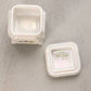 Vintage Small Square Iridescent White Milk Glass Floral Lidded Box
