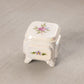 Vintage Small Square Iridescent White Milk Glass Floral Lidded Box