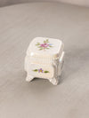 Vintage Small Square Iridescent White Milk Glass Floral Lidded Box