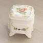 Vintage Small Square White Milk Glass Floral Lidded Box