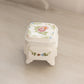 Vintage Small Square White Milk Glass Floral Lidded Box
