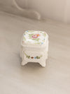 Vintage Small Square White Milk Glass Floral Lidded Box